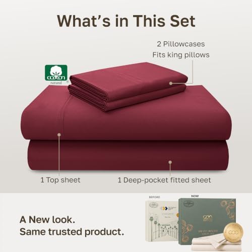 California Design Den Luxury 600 Thread Count Cal King Sheet Set, Brick Red - Image 3