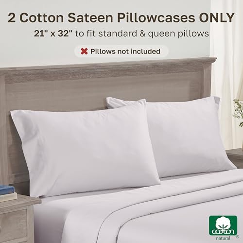 California Design Den 600 TC Set of 2 Standard Pillowcases, Pale Lavender - Image 3