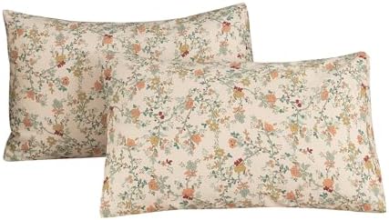 ECOCOTT 2 Pack Pillowcase Standard Size, Botanical Floral Pillow Cases Set by ECOCOTT
