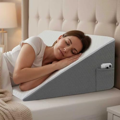 12 inch Bed Wedge Pillow for Adults Seniors, Cooling Memory Foam Incline Pillow by Unknown