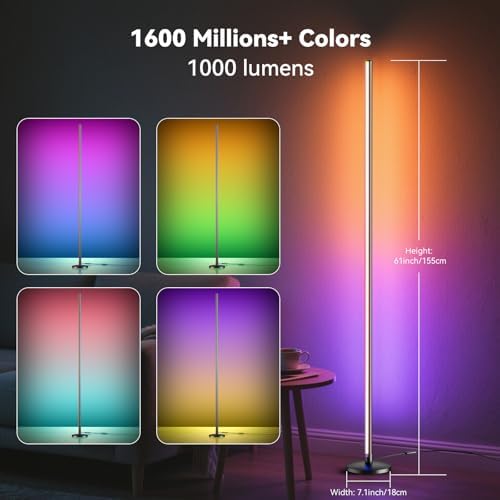 RGB LED Corner Floor Lamp, Music Sync, App Remote, Ambient Lighting - Image 3