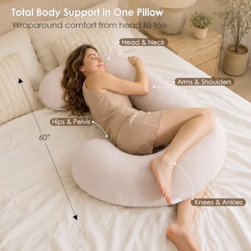 QUEEN ROSE Cooling Body Pillow, C Shaped Full Body Pillow - Image 2