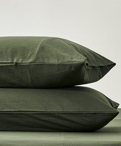 JELLYMONI 100% Washed Cotton Pillowcases, Envelope Closure 2-Pack by JELLYMONI