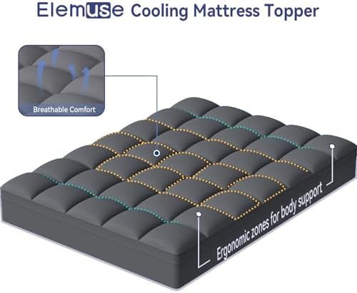 ELEMUSE Full XL Grey Mattress Topper, Thick Pillow Top Mattress Pad - Image 2