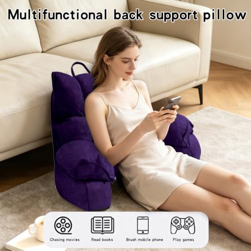 Reading Pillow for Bed with Arms, Back Support, Memory Foam（Grape - Image 6