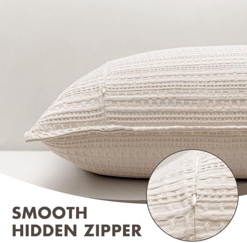 Decorative Waffle Weave Body Pillowcase 20x54 Cream No Insert - Image 6