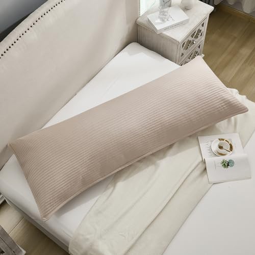 Quilted Body Pillow Cover, Striped Long Size 21"x54" Body Pillowcase 1PC Soft - Image 3