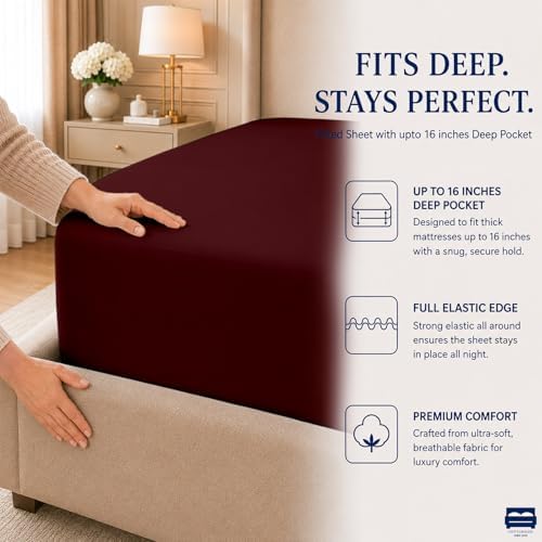 Cottingon 4 Piece Twin Sheets Fits 16" Deep, Egyptian Cotton - Image 7