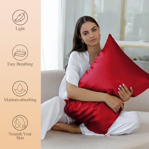 Silk Like Satin Pillowcase Queen Size, 2 Pack, 20x30 Inches - Image 2