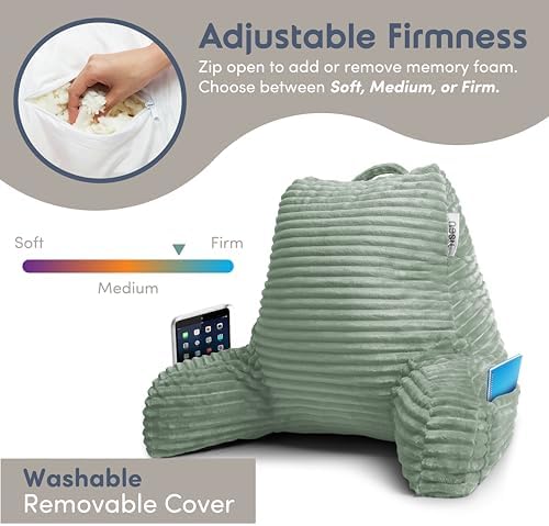 Nestl Reading Pillow with Shredded Memory Foam, Luxe Cut Plush Back Pillow - Image 4