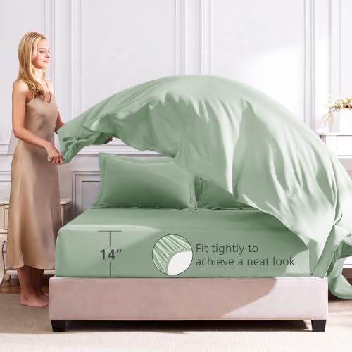 CozyLux King Comforter Set 102"x90" Sage Green - Image 5