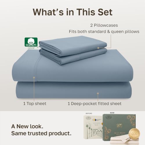 California Design Den 600 Thread Count Full Bed Sheets Set, Pastel Blue - Image 3