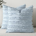 MIULEE Boho Linen Striped Throw Pillow Covers 20x20, Light Blue by MIULEE