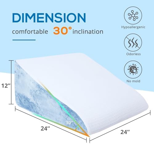 Sasttie Wedge Pillow, 12 Inch Memory Foam Bed Wedge Pillow - Image 4