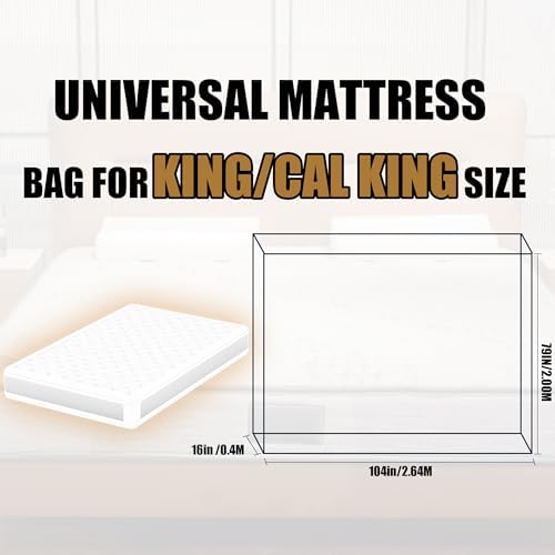 Plastic Mattress Bag for Moving Storage, King/Cal King Size, 3Mil Thick - Image 2