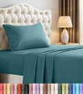Twin Sheets Set, 3 Pieces 16" Deep Pocket Hotel Luxury Sheets, Denim Blue by UTOPIABEDDING
