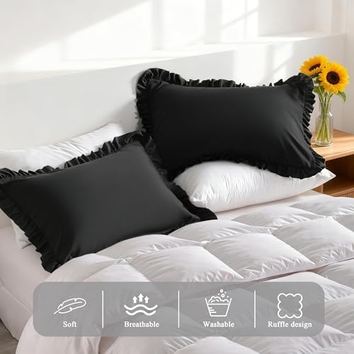 Ruffled King Pillow Shams, 2 Pack, 20x36 Inches - Image 4
