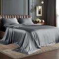 BEDELITE Satin Sheets Full Size Bed Set, Dark Grey, 4 Pieces by BEDELITE