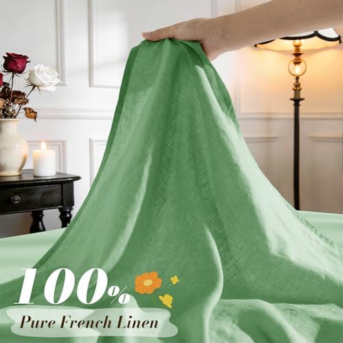 SONORO KATE 100% French Linen King Size Sheets Set, Natural Flax Bedding - Image 2