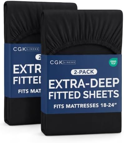 CGK Linens 2 Pack Extra Deep Cal King Fitted Sheets by CGKUnlimited