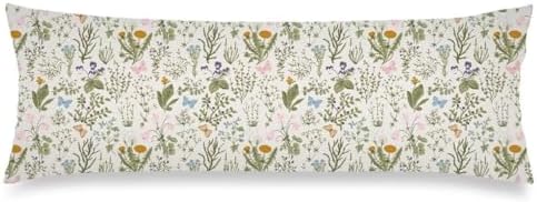 Spring Floral Body Pillow Cover 20x54, Vintage Garden Plants - Image 2