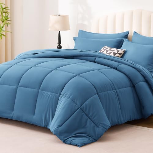 Love's cabin Plaid Queen Comforter Set, Misty Blue - Image 2