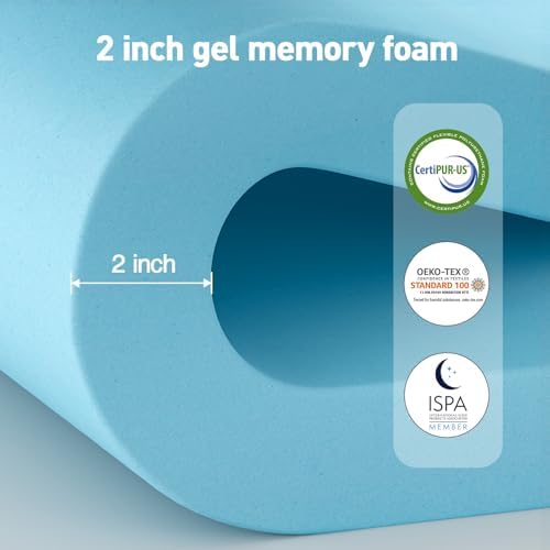 Dual Layer 3 Inch Memory Foam Mattress Topper Twin XL Size, 2 Inch Gel Memory - Image 4