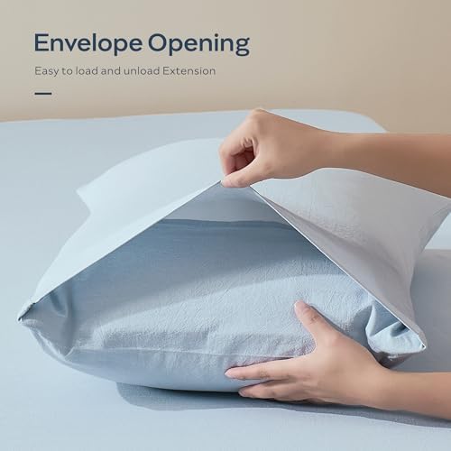 JELLYMONI 100% Washed Cotton Pillowcases, Envelope Closure 2-Pack - Image 6