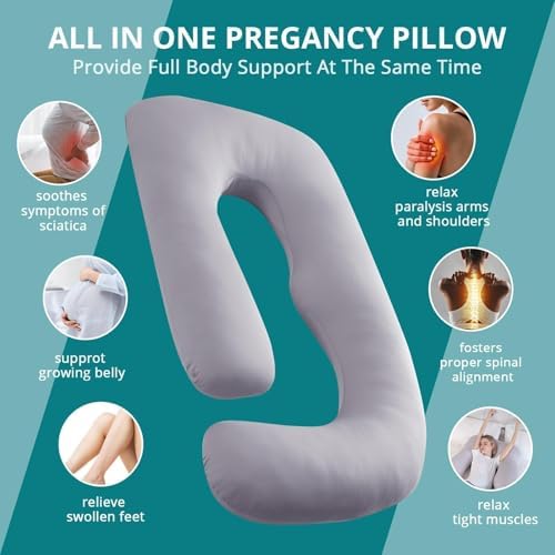 Cooling Pregnancy Pillows for Sleeping, Light Grey - Image 6