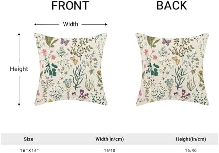 AEIOAE Spring Pillow Covers 16x16 Inch Set of 2, Sage Green Teal Wild Flower - Image 5
