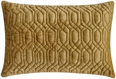 The HomeCentric Gold Pack of 2, Velvet Lattice, Trellis & Quilted Oblong Pillow by TheHomeCentric
