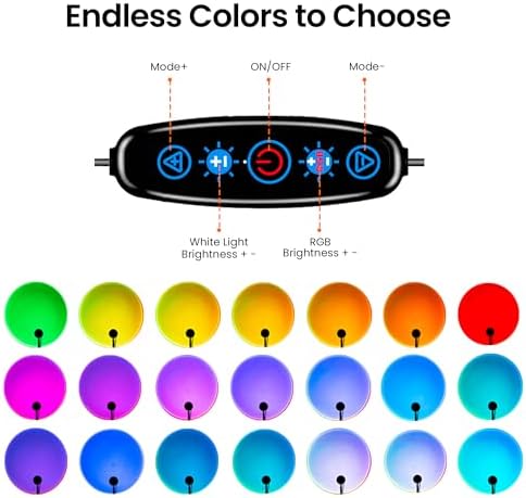 Tsrarey Sunset Lamp Projection, Not Only 21 Colors Sunset Lights, 180 Degree Rotation Led Light, Push Button Switch & APP Control Projector for Party Bedroom Decor - Image 4