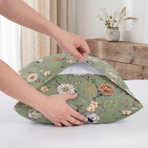 Bedorm 20 x 54 Body Pillow Cover Cotton Green Floral Body Pillow Case 1 Pcs - Image 5