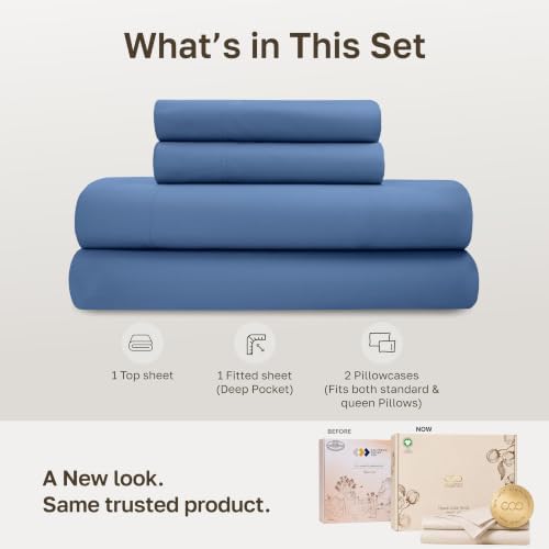 California Design Den 100% Organic Cotton Deep Pocket Queen Sheets Set - Image 3