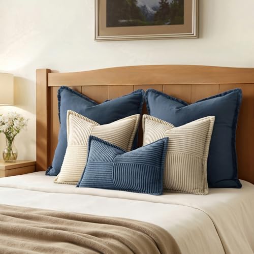 MIULEE Decorative Lumbar Throw Pillow Covers 14x22 Inch Blue 2 Pack - Image 6