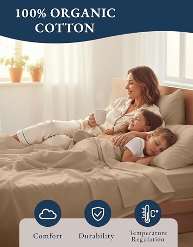 LANE LINEN 100% Organic Cotton Sheets Set, Pure Organic Cotton Long- Staple - Image 6