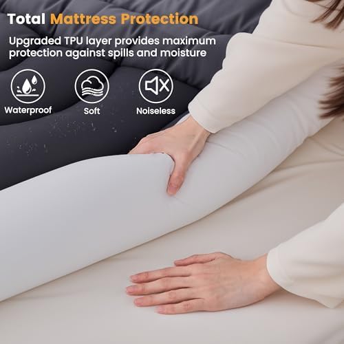 Waterproof Queen Mattress Pad, Noiseless Mattress Protector Queen Size - Image 2