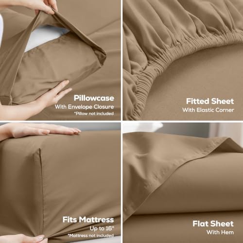 King Sheets Set, 4 Pieces 16" Deep Pocket Hotel Luxury Bed Sheets - Image 3