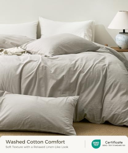 JELLYMONI 100% Washed Cotton Pillowcases, Envelope Closure 2-Pack - Image 2