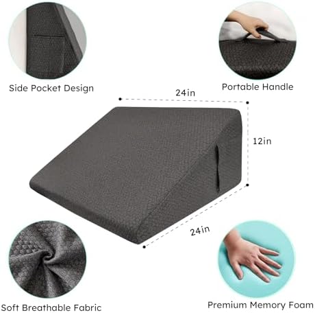 Bedluxe Wedge Pillow, 12 inch Bed Wedge Pillow, Elevated Body Pillow - Image 5