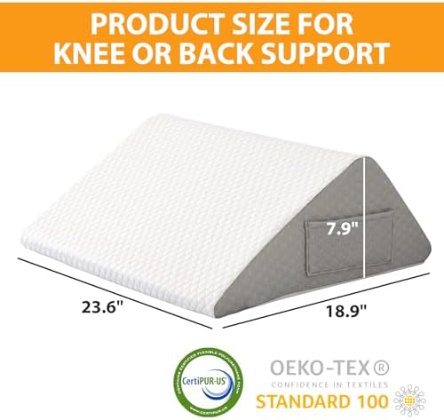 Ruqmuis Knee Pillow for Back Sleeping, 8” Knee Wedge Pillow to Elevate Knee - Image 3