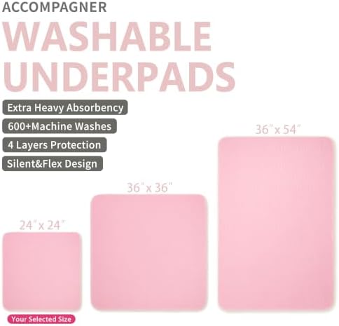 Accompagner Incontinence Bed Pads Washable Waterproof Underpads 24"x24" 6pc - Image 4