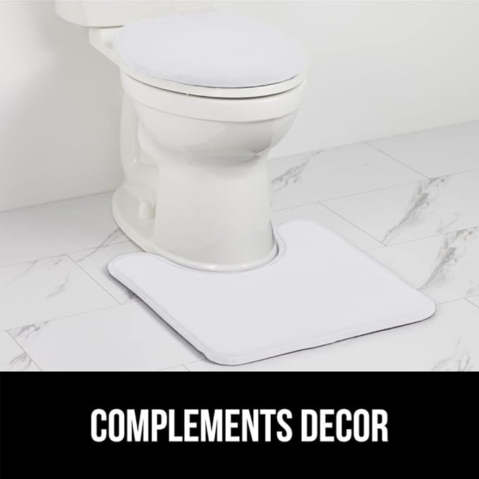 GORILLA GRIP Thick Memory Foam Bathroom Toilet Lid Seat Cover, Soft Velvet Topside, Machine Wash, Plush Cushioned Covers Fits Most Size Lids, Decorative Bath Room Accessories, 19.5x18.5, Bright White