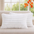 Set of 2 Decorative Throw Pillow Covers 20x12 Faux Fur Pure White by MEGAYESHome