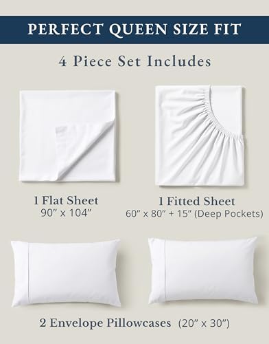 LANE LINEN Queen Sheets 100% Organic Cotton 4pc Percale Cooling - Image 4