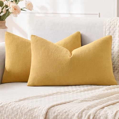 MIULEE Gold Chenille Couch Lumbar Throw Pillow Covers by MIULEE