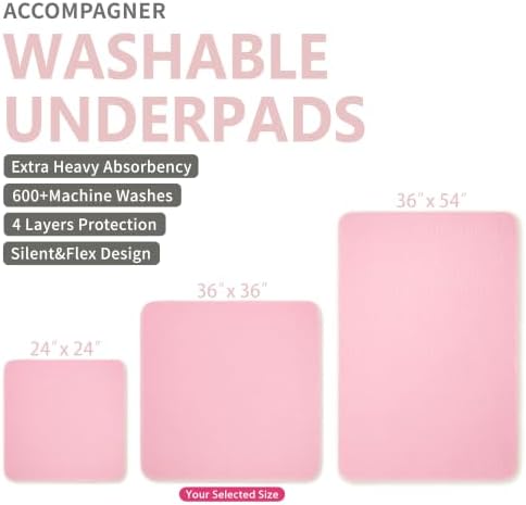 Accompagner Incontinence Bed Pads Washable Waterproof Underpads 36"x36" 4pc - Image 4