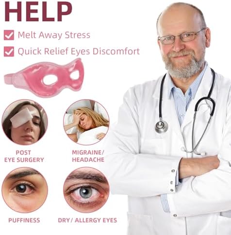 2 Pack Cooling Eye Mask for Puffy Eyes, Reusable Gel Cold Compress Pack for - Image 3