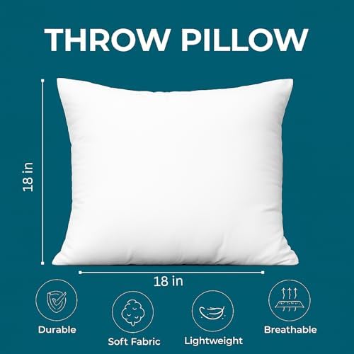 LANE LINEN 4 Pack 18x18 White Throw Pillow Inserts - Image 4