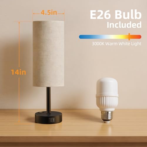 Table Lamp for Bedroom, High-Sensitivity Touch, AC Outlet, USB A+C - Image 6